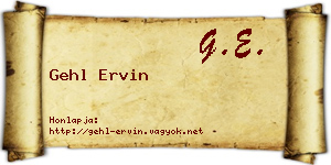 Gehl Ervin névjegykártya